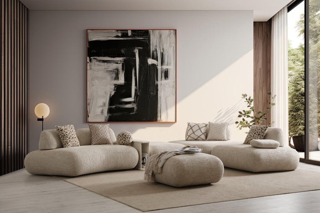 Canapé 4 places avec pouf STOH
