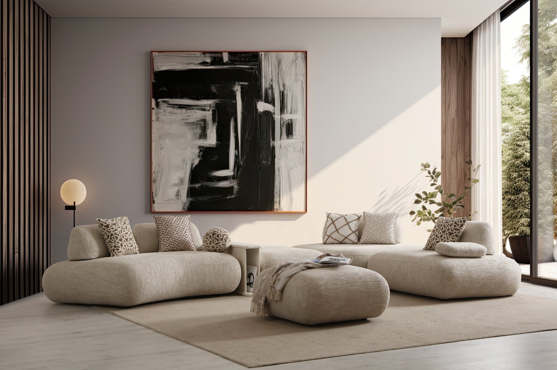 Canapé 4 places avec pouf STOH