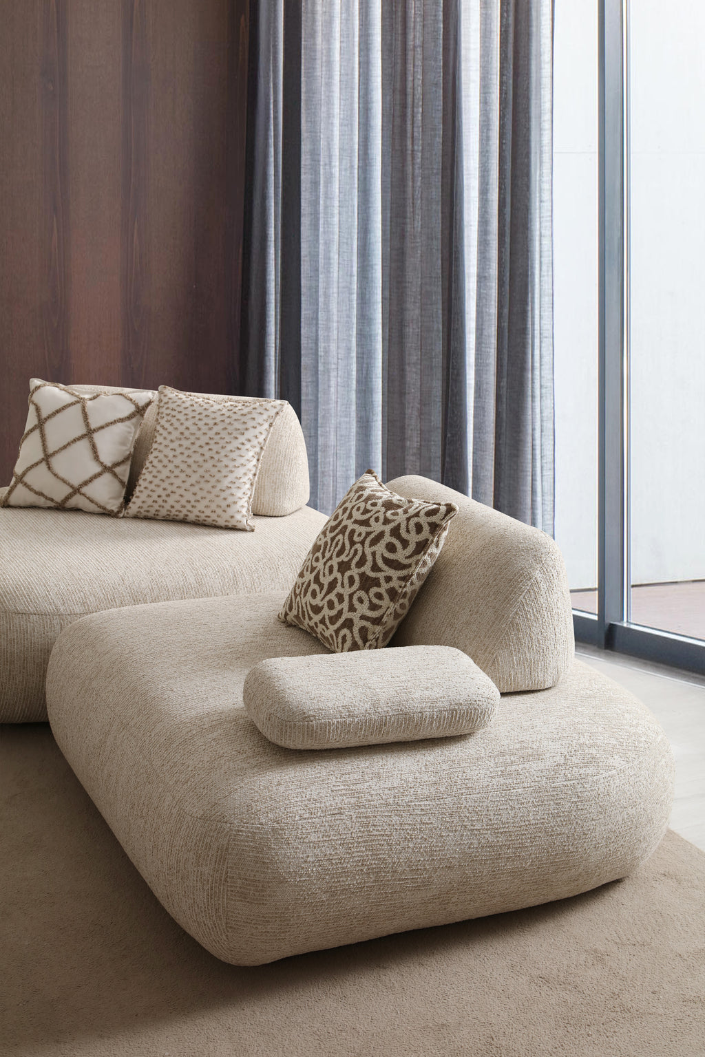 Canapé 4 places avec pouf STOH