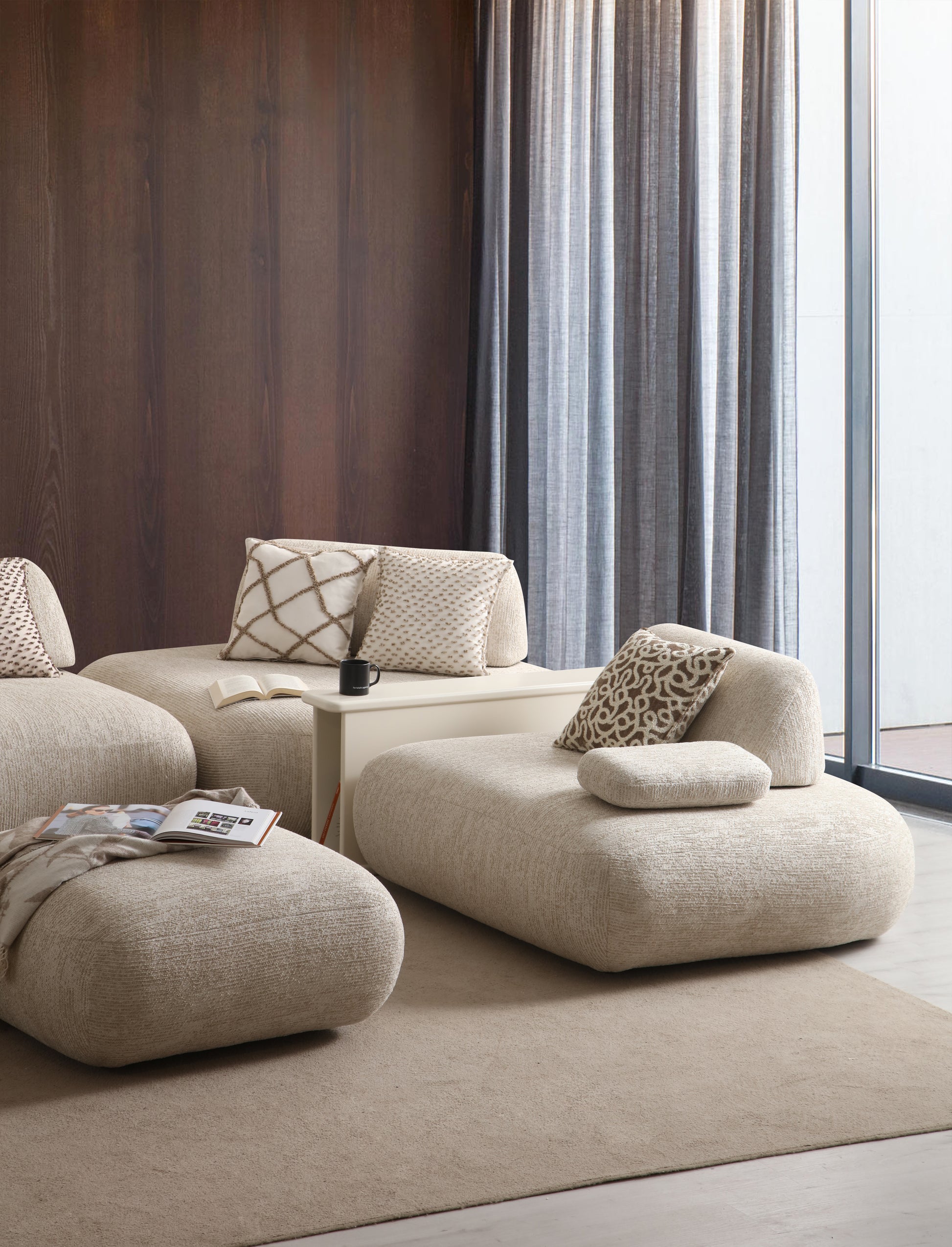 Canapé 3 places avec pouf STOH