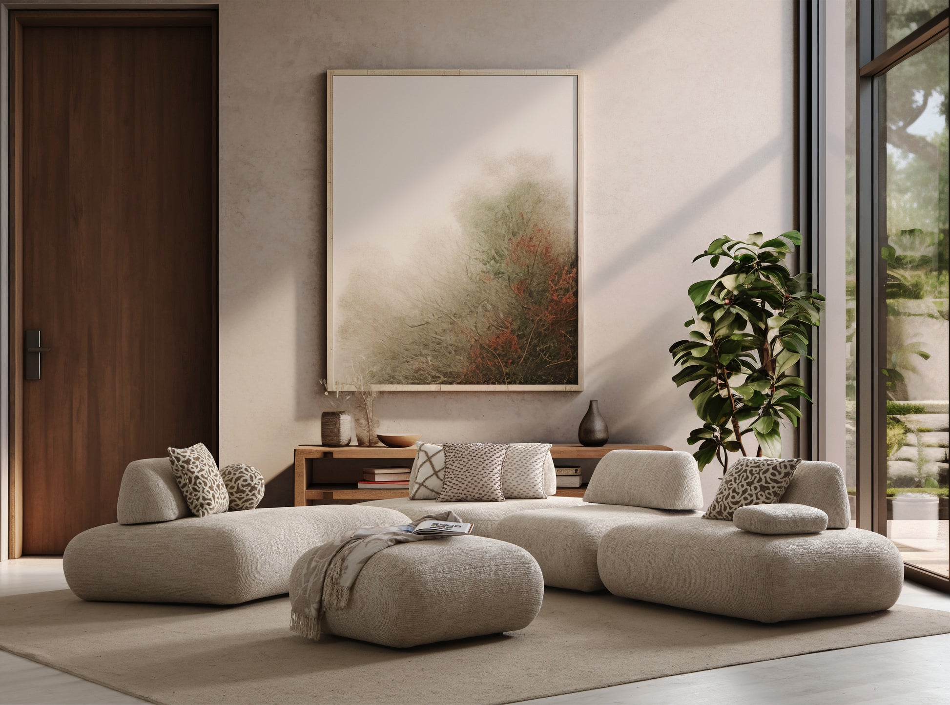 Canapé 6 places avec pouf STOH